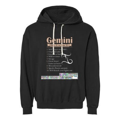 Gemini Zodiac Sign Astrology T May June Birthday Garment-Dyed Fleece Hoodie