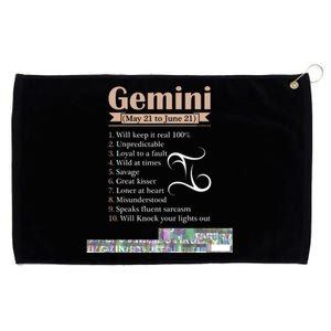 Gemini Zodiac Sign Astrology T May June Birthday Grommeted Golf Towel