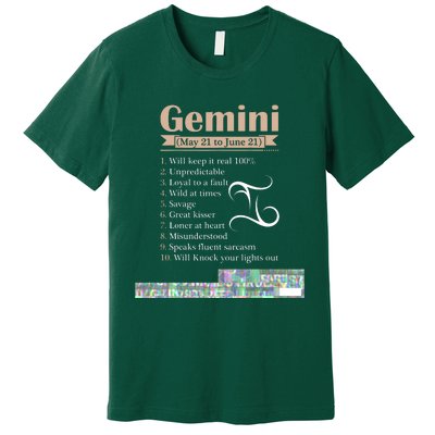 Gemini Zodiac Sign Astrology T May June Birthday Premium T-Shirt