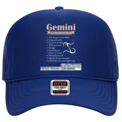 Gemini Zodiac Sign Astrology T May June Birthday High Crown Mesh Back Trucker Hat