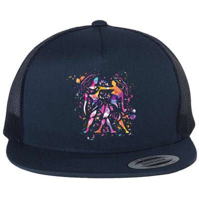 Gemini Zodiac Sign Astrology Flat Bill Trucker Hat