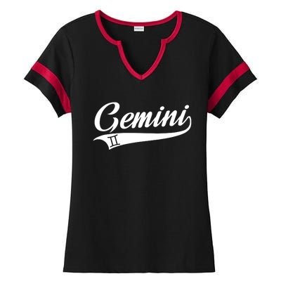 Gemini Zodiac Sign Horoscope Throwback Design Classic Ladies Halftime Notch Neck Tee