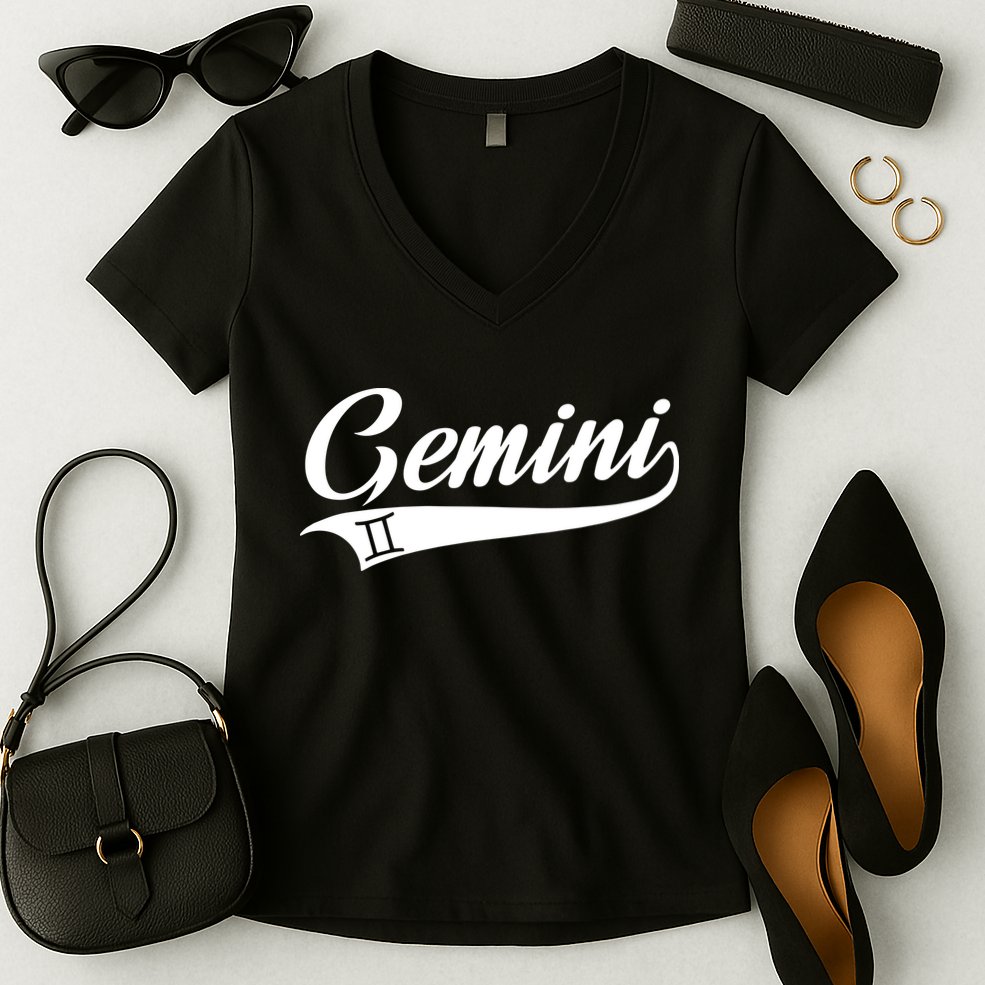 Gemini Zodiac Sign Horoscope Throwback Design Classic Women's V-Neck T-Shirt
