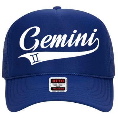 Gemini Zodiac Sign Horoscope Throwback Design Classic High Crown Mesh Back Trucker Hat