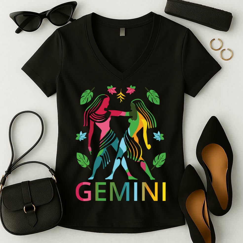 Gemini Zodiac Spring Gemini Birthday Women's V-Neck T-Shirt