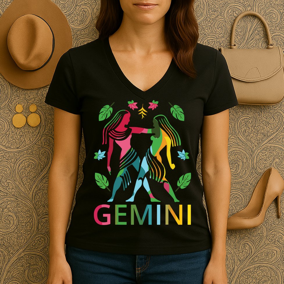Gemini Zodiac Spring Gemini Birthday Women's V-Neck T-Shirt
