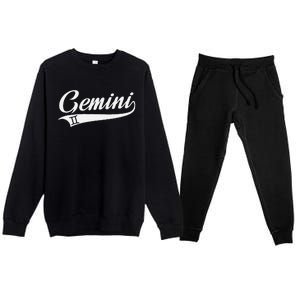 Gemini Zodiac Sign Horoscope Throwback Design Classic Premium Crewneck Sweatsuit Set