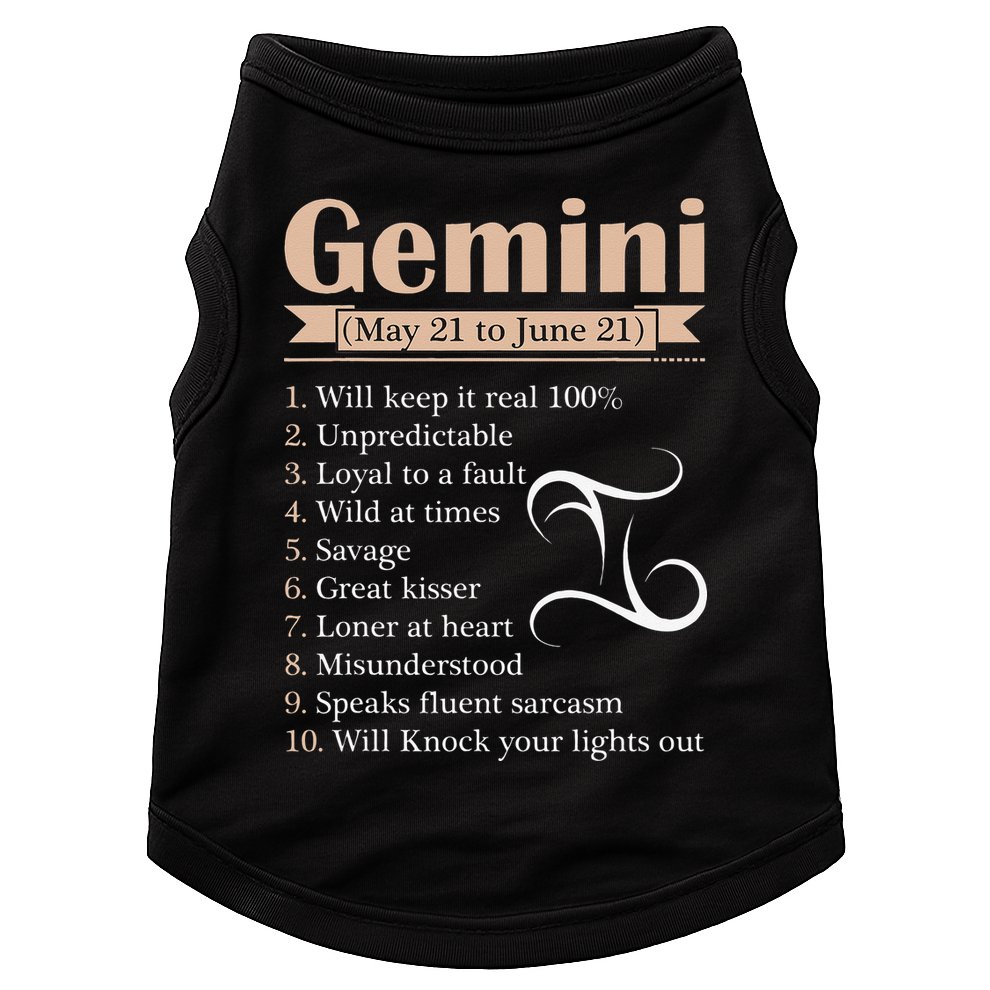 Gemini Zodiac Sign Astrology May June Birthday Doggie Tank