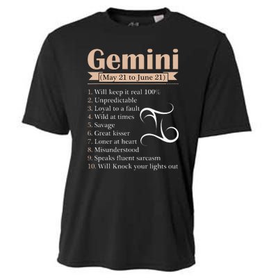 Gemini Zodiac Sign Astrology May June Birthday Cooling Performance Crew T-Shirt