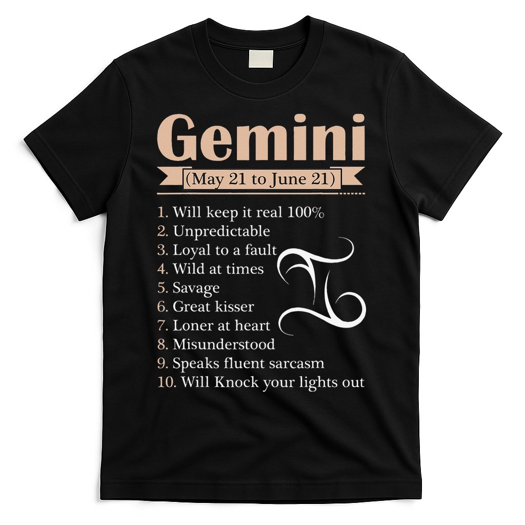 Gemini Zodiac Sign Astrology May June Birthday T-Shirt