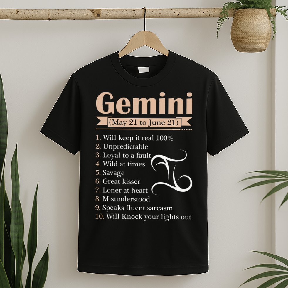 Gemini Zodiac Sign Astrology May June Birthday T-Shirt