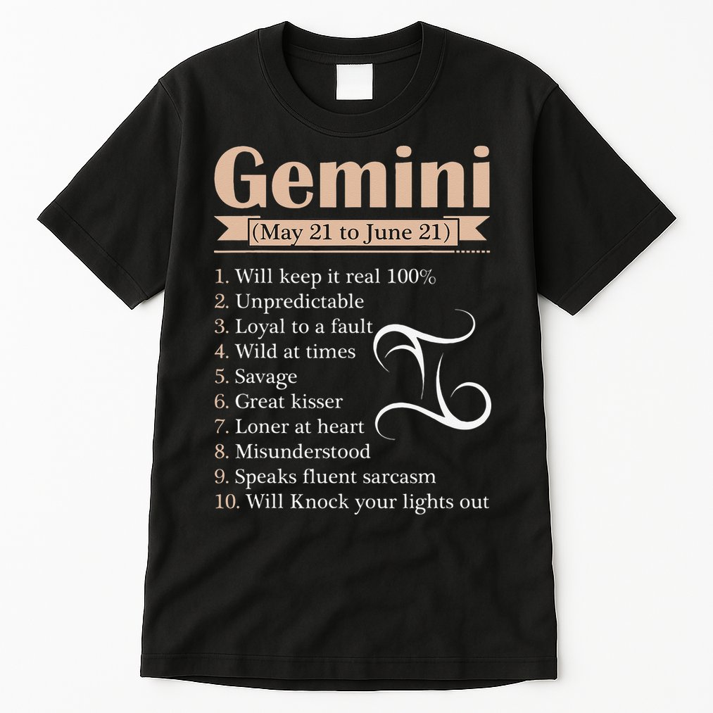 Gemini Zodiac Sign Astrology May June Birthday Tall T-Shirt