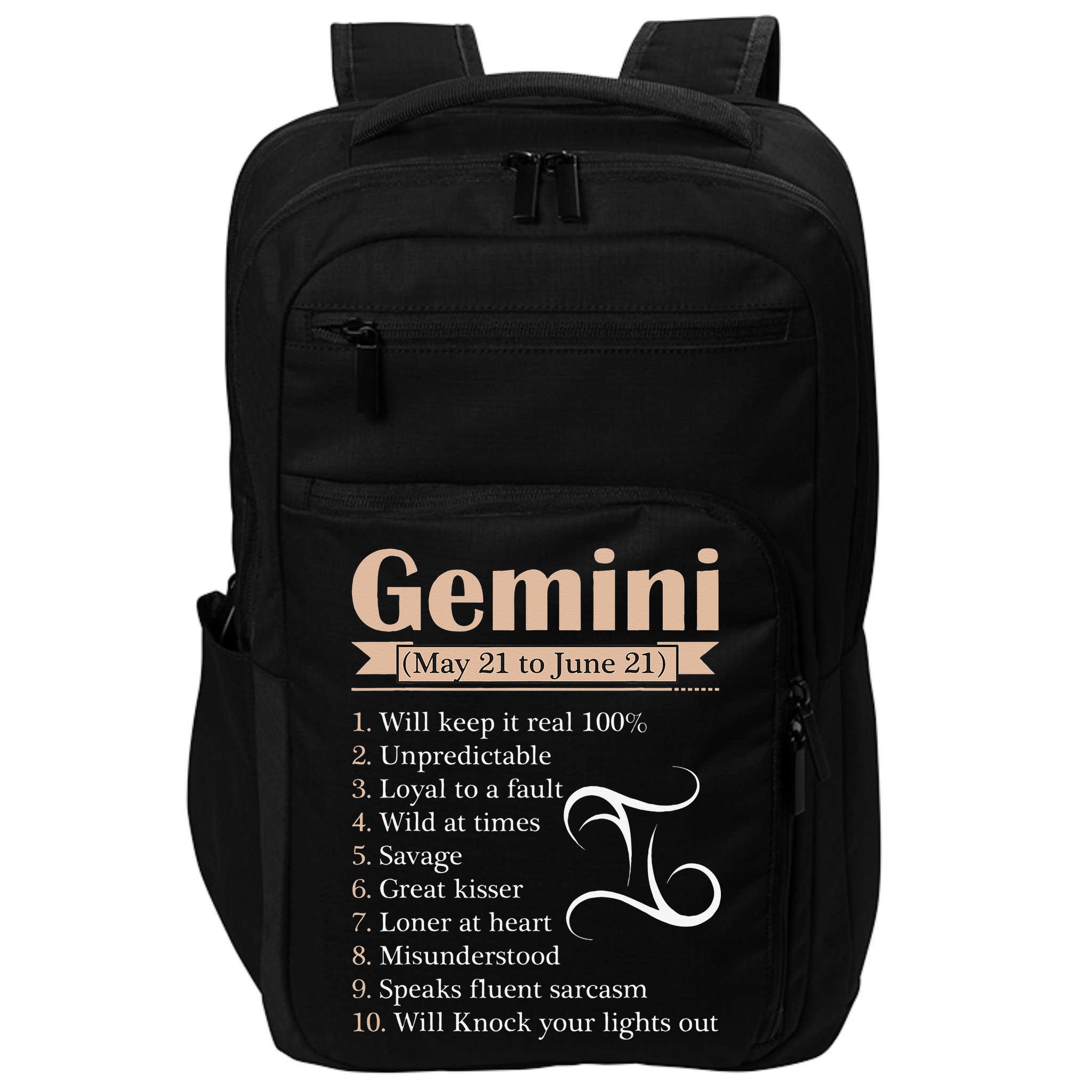 Gemini Zodiac Sign Astrology May June Birthday Impact Tech Backpack