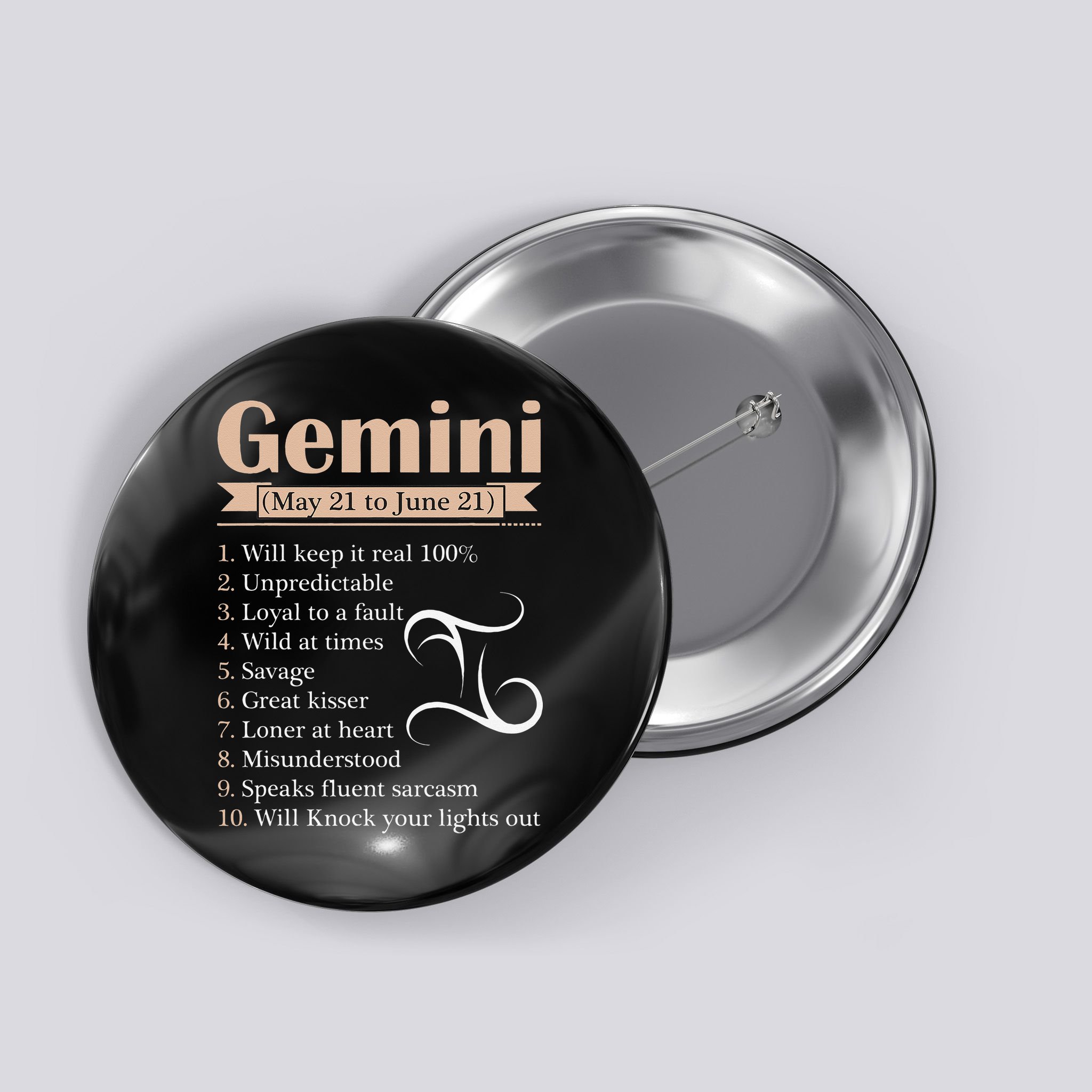 Gemini Zodiac Sign Astrology May June Birthday Button