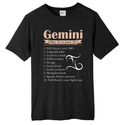 Gemini Zodiac Sign Astrology May June Birthday Tall Fusion ChromaSoft Performance T-Shirt