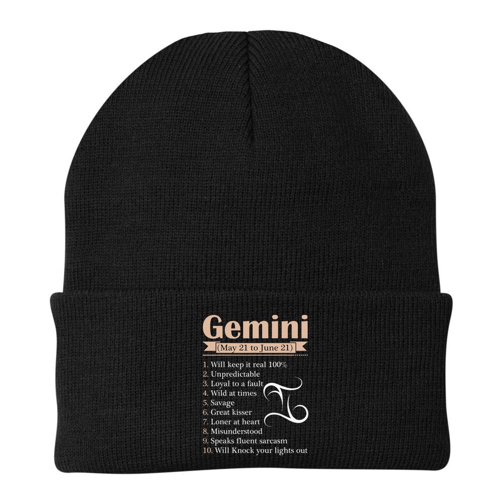 Gemini Zodiac Sign Astrology May June Birthday Beanie