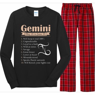 Gemini Zodiac Sign Astrology May June Birthday Long Sleeve Pajama Set