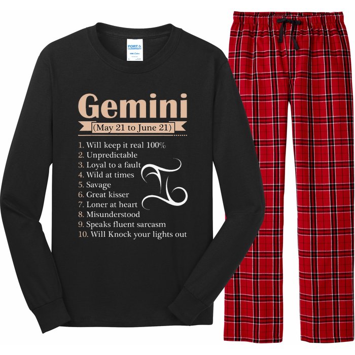 Gemini Zodiac Sign Astrology May June Birthday Long Sleeve Pajama Set