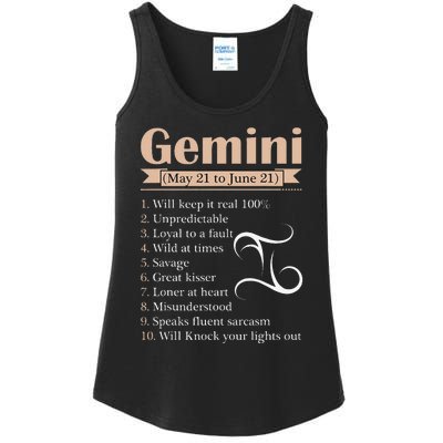 Gemini Zodiac Sign Astrology May June Birthday Ladies Essential Tank