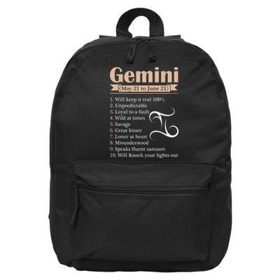 Gemini Zodiac Sign Astrology May June Birthday 16 in Basic Backpack