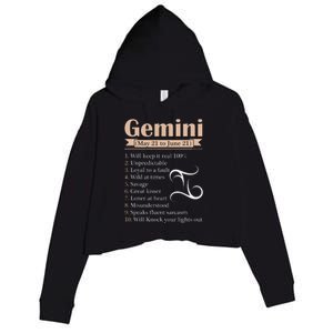 Gemini Zodiac Sign Astrology May June Birthday Crop Fleece Hoodie