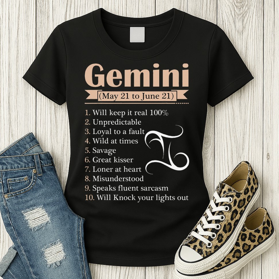 Gemini Zodiac Sign Astrology May June Birthday Womens T-Shirt