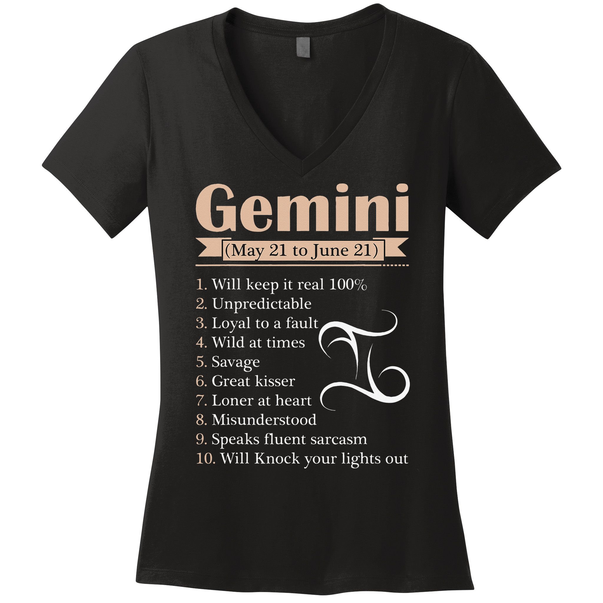 Gemini Zodiac Sign Astrology May June Birthday Women's V-Neck T-Shirt