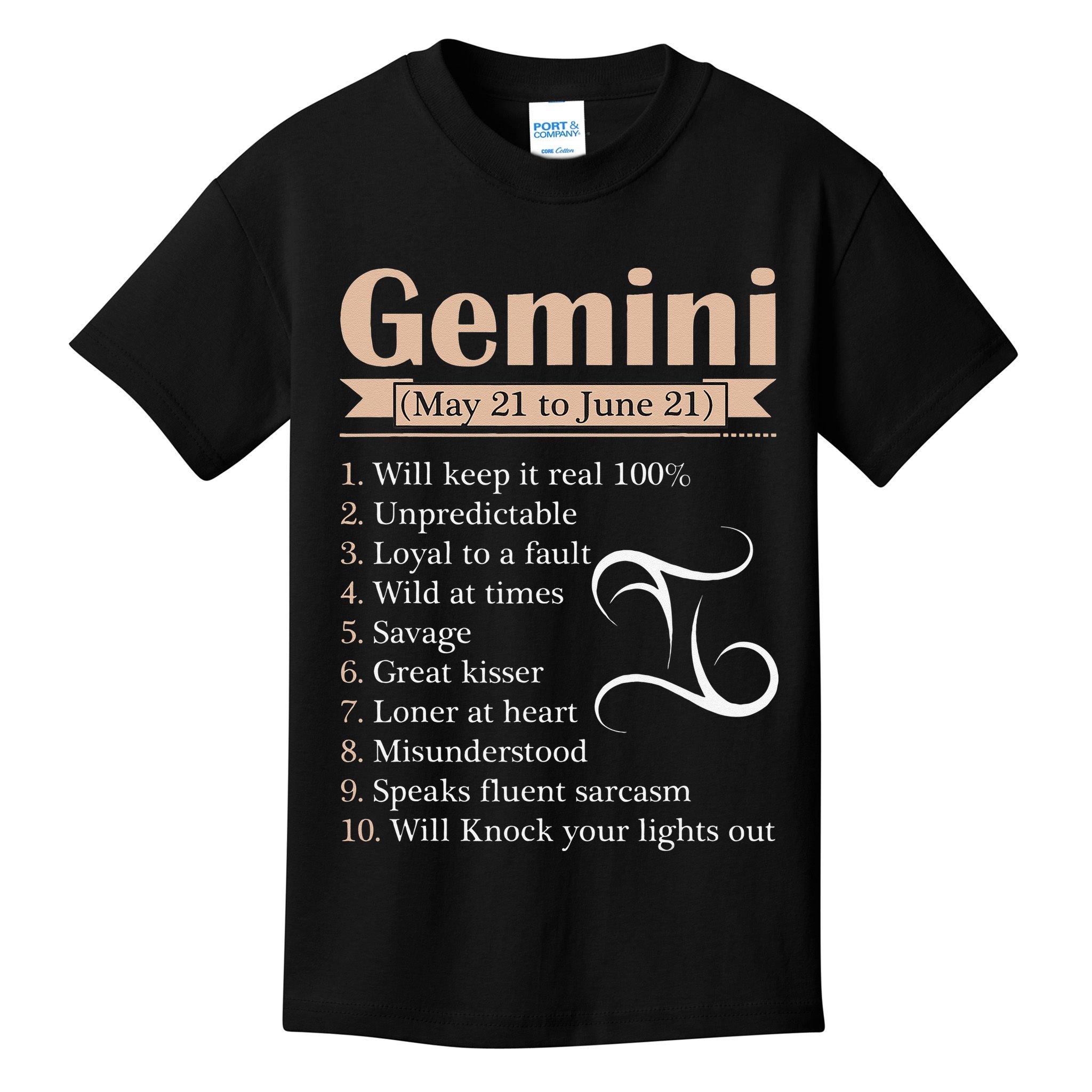Gemini Zodiac Sign Astrology May June Birthday Kids T-Shirt