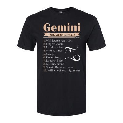 Gemini Zodiac Sign Astrology May June Birthday Softstyle CVC T-Shirt