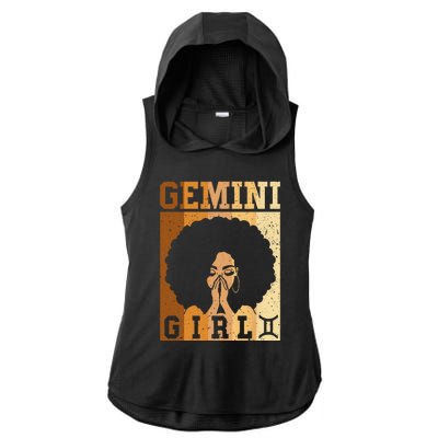 Gemini Zodiac Sign Birthday Queen Melanin Ladies PosiCharge Tri-Blend Wicking Draft Hoodie Tank