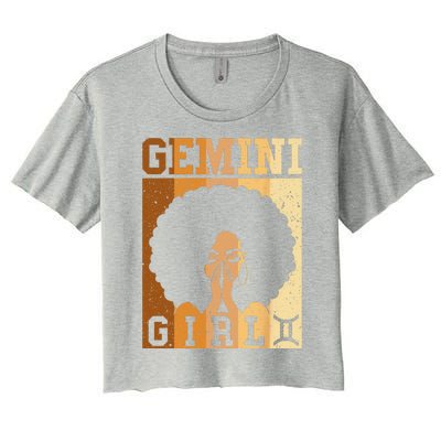 Gemini Zodiac Sign Birthday Queen Melanin Women's Crop Top Tee