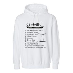 Gemini Zodiac Sign Astrology May June Birthday Garment-Dyed Fleece Hoodie