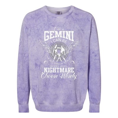 Gemini Zodiac Sign Wo Man Birthday Funny I'm Gemini Colorblast Crewneck Sweatshirt