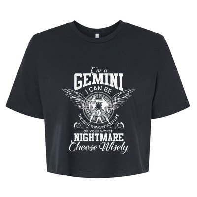 Gemini Zodiac Sign Wo Man Birthday Funny I'm Gemini Bella+Canvas Jersey Crop Tee