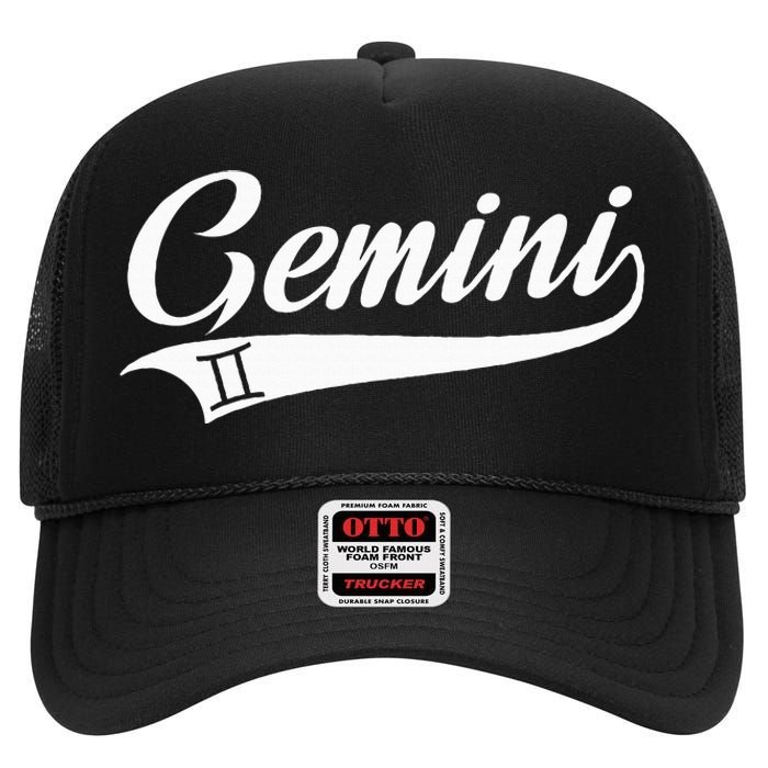 Gemini Zodiac Sign Horoscope Throwback Design Classic High Crown Mesh Back Trucker Hat