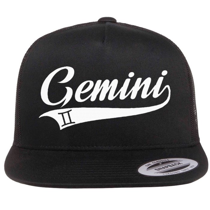 Gemini Zodiac Sign Horoscope Throwback Design Classic Flat Bill Trucker Hat