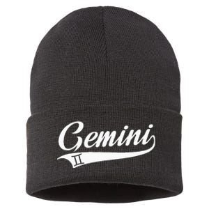 Gemini Zodiac Sign Horoscope Throwback Design Classic Sustainable Knit Beanie