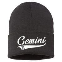 Gemini Zodiac Sign Horoscope Throwback Design Classic Sustainable Knit Beanie