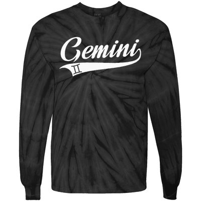 Gemini Zodiac Sign Horoscope Throwback Design Classic Tie-Dye Long Sleeve Shirt