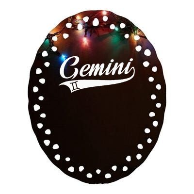 Gemini Zodiac Sign Horoscope Throwback Design Classic Ceramic Oval Ornament