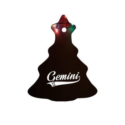 Gemini Zodiac Sign Horoscope Throwback Design Classic Ceramic Tree Ornament