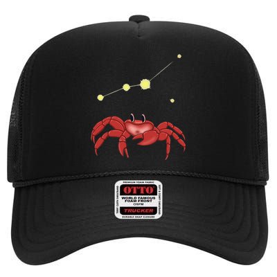 Great Zodiac Sign Cancer High Crown Mesh Back Trucker Hat