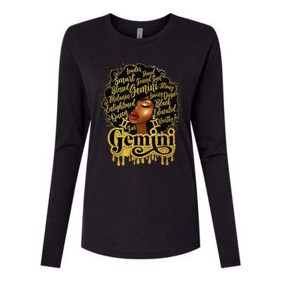 Gemini Zodiac Sign Birthday Queen Afro Black Women Womens Cotton Relaxed Long Sleeve T-Shirt