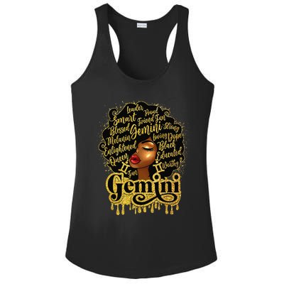 Gemini Zodiac Sign Birthday Queen Afro Black Women Ladies PosiCharge Competitor Racerback Tank