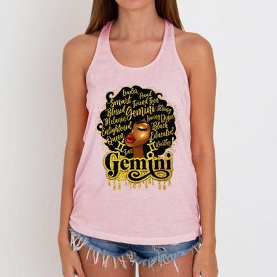 Gemini Zodiac Sign Birthday Queen Afro Black Women Women's Knotted Racerback Tank