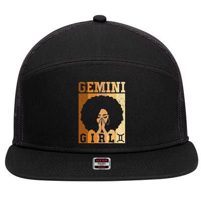 Gemini Zodiac Sign Birthday Queen Melanin Women 7 Panel Mesh Trucker Snapback Hat