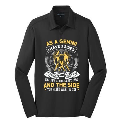 Gemini Zodiac Sign Gift Astrology Silk Touch Performance Long Sleeve Polo