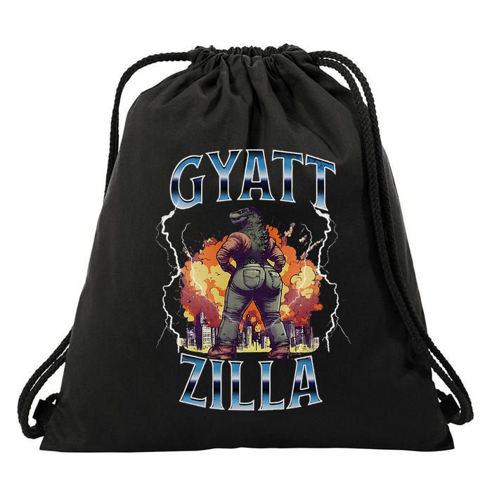 Gyatt Zilla Thic Zilla Meme Gen Z Alpha Drawstring Bag