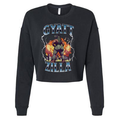 Gyatt Zilla Thic Zilla Meme Gen Z Alpha Cropped Pullover Crew