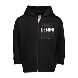 Gemini Zodiac Traits Horoscope Astrology Sign Gift Words Toddler Zip Fleece Hoodie